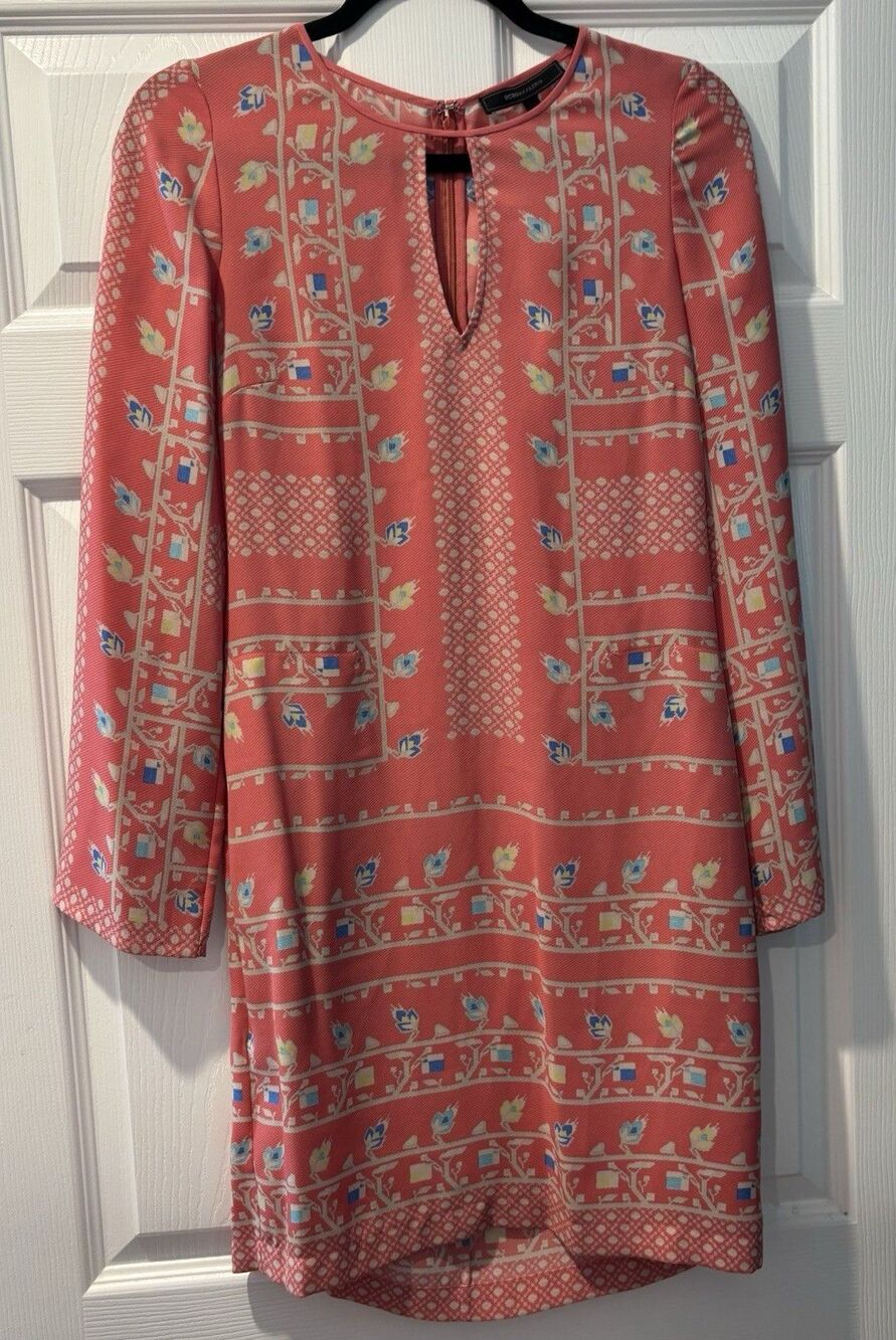 Vintage Women’s BCBG Max Azria Coral Dress Sz XXS Cottagecore Shift POCKETS!!!
